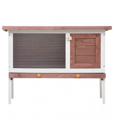 Outdoor Rabbit Hutch 1 Layer Brown Wood