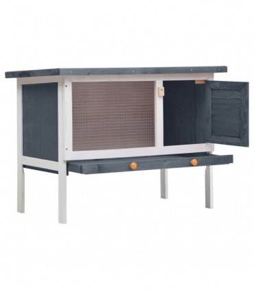 Outdoor Rabbit Hutch 1 Layer Grey Wood