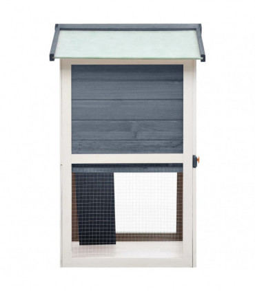 Outdoor Rabbit Hutch 3 Doors Grey Wood