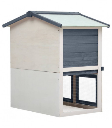 Outdoor Rabbit Hutch 3 Doors Grey Wood