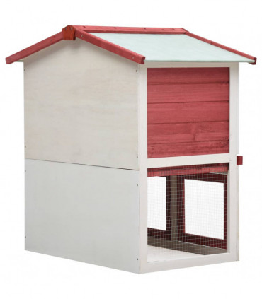 Outdoor Rabbit Hutch 3 Doors Red Wood