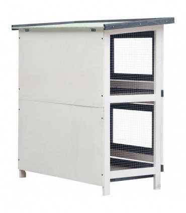 Outdoor Rabbit Hutch 4 Doors Grey Wood