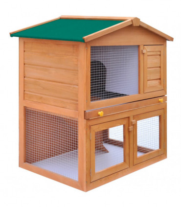 Outdoor Rabbit Hutch Small Animal House Pet Cage 3 Doors Wood
