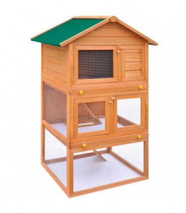Outdoor Rabbit Hutch Small Animal House Pet Cage 3 Layers Wood