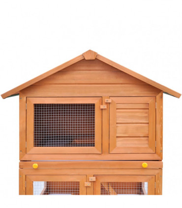 Outdoor Rabbit Hutch Small Animal House Pet Cage 3 Layers Wood