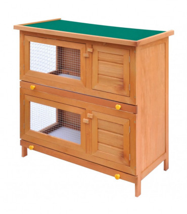 Outdoor Rabbit Hutch Small Animal House Pet Cage 4 Doors Wood