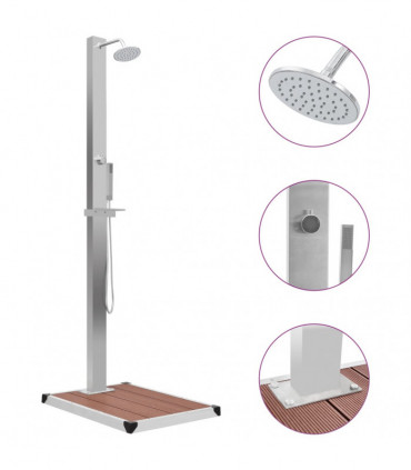 Outdoor Shower with Tray WPC Stainless Steel