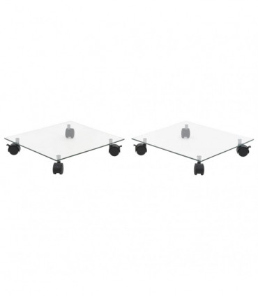 Plant Rollers 2 pcs Tempered Glass 35x35 cm Square