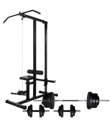 Power Tower with Barbell and Dumbbell Set 60.5 kg