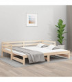 Pull-out Day Bed 2x(80x200) cm Solid Wood Pine