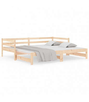 Pull-out Day Bed 2x(80x200) cm Solid Wood Pine