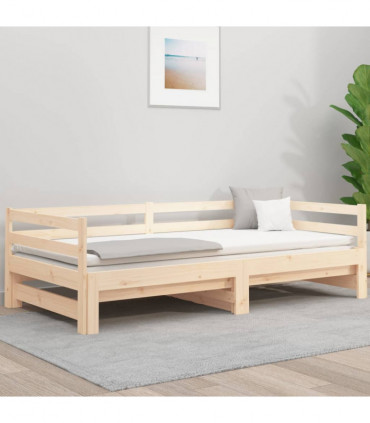 Pull-out Day Bed 2x(80x200) cm Solid Wood Pine