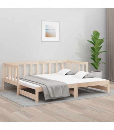 Pull-out Day Bed 2x(80x200) cm Solid Wood Pine
