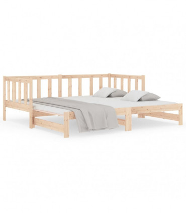 Pull-out Day Bed 2x(80x200) cm Solid Wood Pine