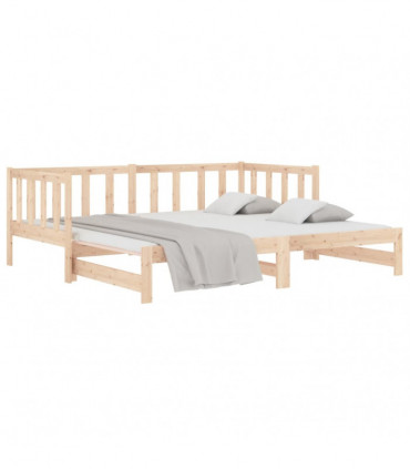 Pull-out Day Bed 2x(80x200) cm Solid Wood Pine
