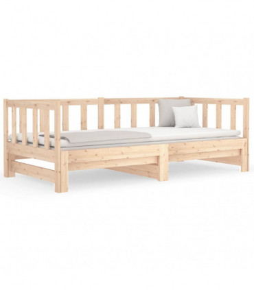 Pull-out Day Bed 2x(80x200) cm Solid Wood Pine