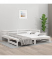 Pull-out Day Bed White 2x(80x200) cm Solid Wood Pine