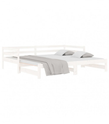 Pull-out Day Bed White 2x(80x200) cm Solid Wood Pine