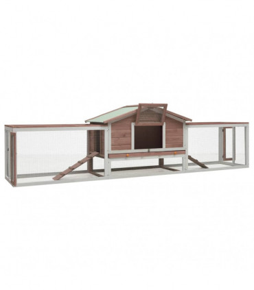 Rabbit Hutch Mocha 303x60x86 cm Solid Pine & Fir Wood