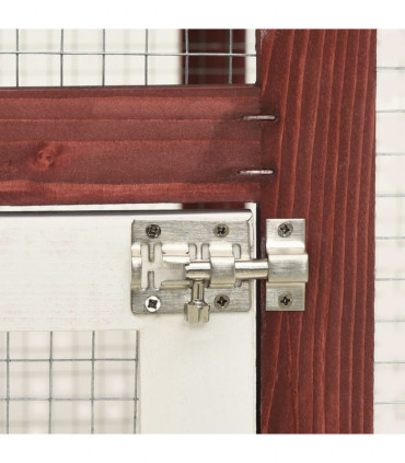 Rabbit Hutch Mocha and White 140x63x120 cm Solid Firwood