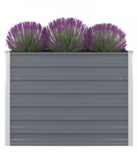 Raised Garden Bed 100x100x77 cm Galvanised Steel Grey