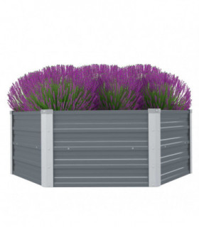 Raised Garden Bed 129x129x46 cm Galvanised Steel Grey