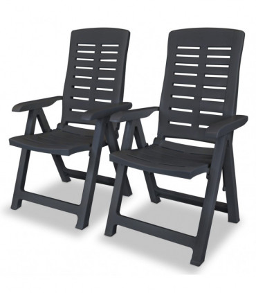 Reclining Garden Chairs 2 pcs Plastic Anthracite