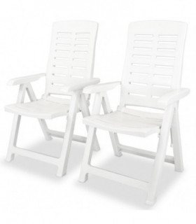 Reclining Garden Chairs 2 pcs Plastic White