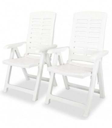 Reclining Garden Chairs 2 pcs Plastic White