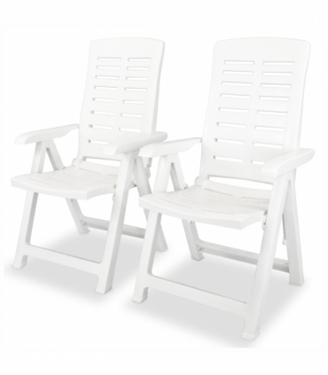 Reclining Garden Chairs 2 pcs Plastic White