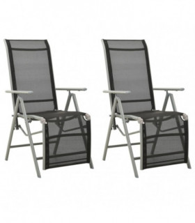 Reclining Garden Chairs 2 pcs Textilene and Aluminium Silver