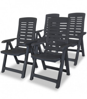 Reclining Garden Chairs 4 pcs Plastic Anthracite