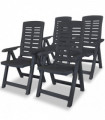 Reclining Garden Chairs 4 pcs Plastic Anthracite