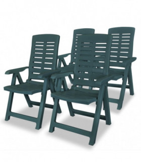 Reclining Garden Chairs 4 pcs Plastic Green