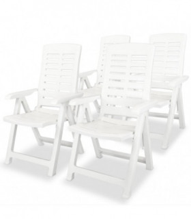 Reclining Garden Chairs 4 pcs Plastic White