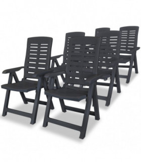 Reclining Garden Chairs 6 pcs Plastic Anthracite