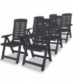 Reclining Garden Chairs 6 pcs Plastic Anthracite