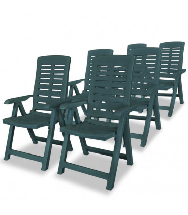 Reclining Garden Chairs 6 pcs Plastic Green
