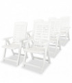 Reclining Garden Chairs 6 pcs Plastic White