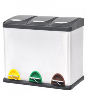 Recycling Pedal Bin Garbage Trash Bin Stainless Steel 24 L