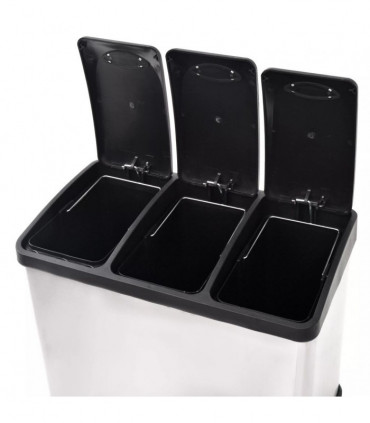 Recycling Pedal Bin Garbage Trash Bin Stainless Steel 24 L