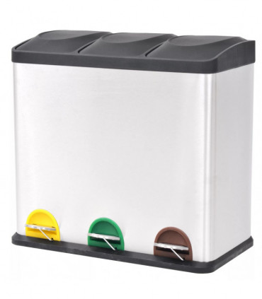 Recycling Pedal Bin Garbage Trash Bin Stainless Steel 54 L