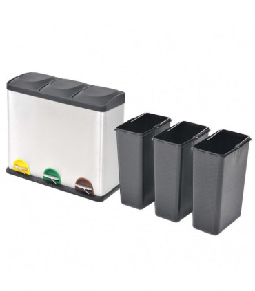 Recycling Pedal Bin Garbage Trash Bin Stainless Steel 54 L