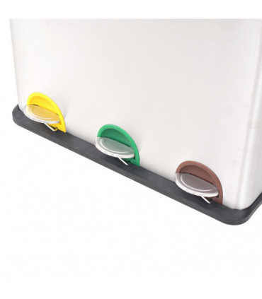 Recycling Pedal Bin Garbage Trash Bin Stainless Steel 54 L