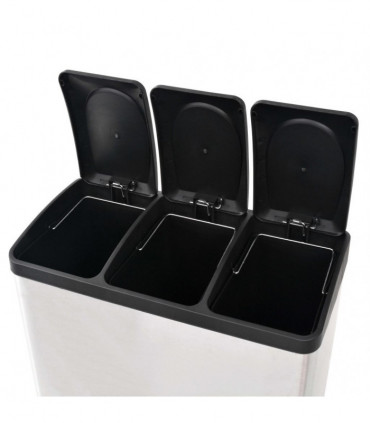 Recycling Pedal Bin Garbage Trash Bin Stainless Steel 54 L