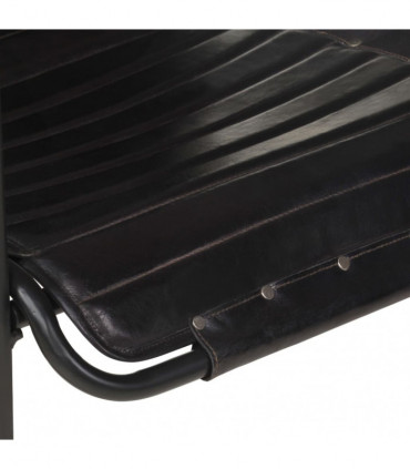 Relaxing Armchair with a Footrest Black Real Leather