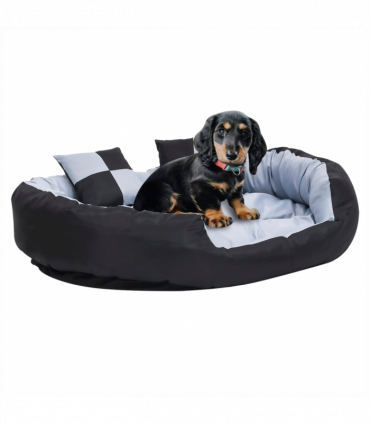 Reversible & Washable Dog Cushion Grey and Black 110x80x23 cm