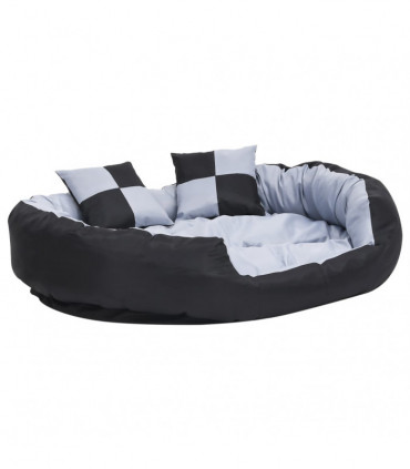 Reversible & Washable Dog Cushion Grey and Black 110x80x23 cm