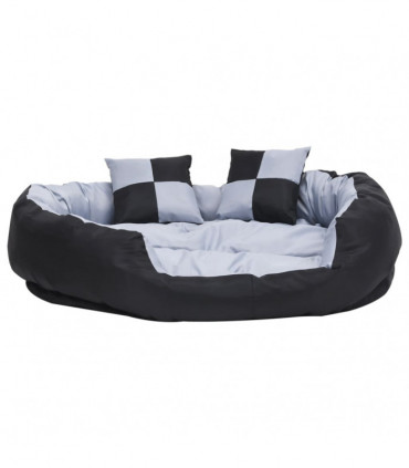 Reversible & Washable Dog Cushion Grey and Black 110x80x23 cm