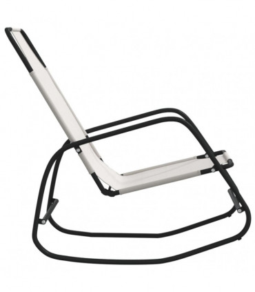 Rocking Sun Loungers 2 pcs Cream Steel and Textilene